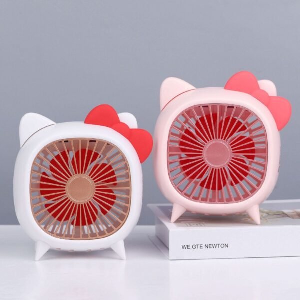 Cute Cartoon Shape Table Fan with USB Cable | Rechargeable | Compact & Portable | Assorted Colors & Design | Box Packing - Image 2