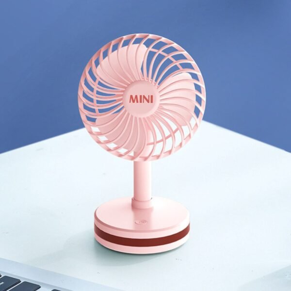 Mini Table Fan with Light & USB Cable | 180° Rotatable | Portable & Rechargeable | Assorted Colors | Box Packing - Image 3