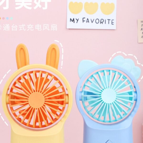 Cute Cartoon Shape USB Pocket Fan with USB Cable | 3 Wind Speed | Rechargeable | Portable & Compact |19.5*4.5*12 CM | Assorted Colors | Box Packing - Image 3