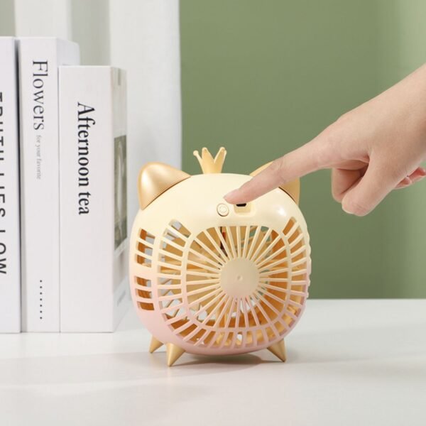 Cute Cartoon Shape Recharge USB Table Fan with USB Cable | Compact & Portable | Assorted Colors | Box Packing - Image 3