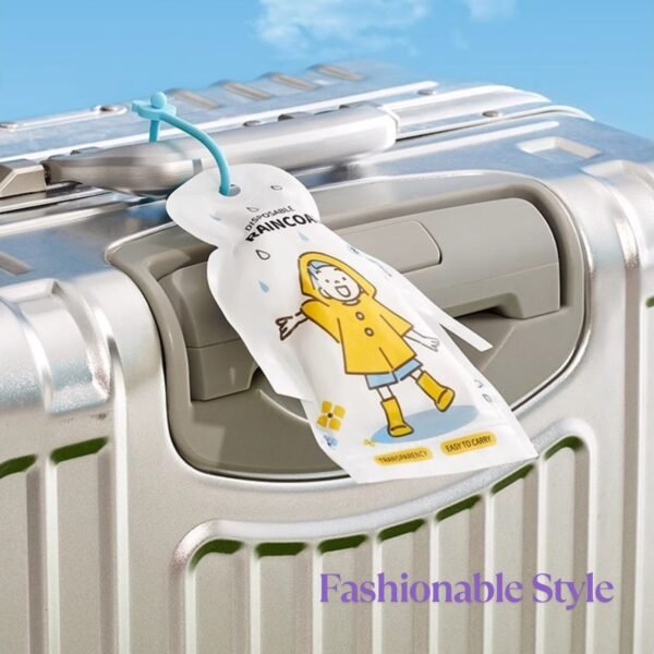 Disposable Raincoat in Pouch on Suitcase