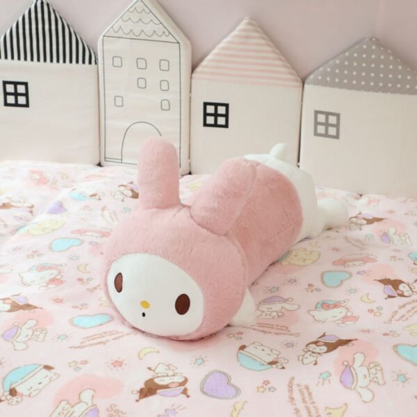 Kawaii Theme Plush Toy Pink color on bed with decorative background