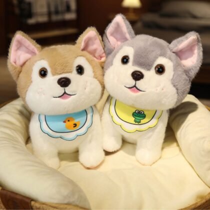 Cute Baby Husky Soft Toy | Imported Skin | 25 Cm | Plush Toy | Assorted Colors | OPP Packing