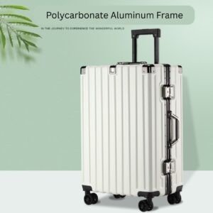 Polycarbonate Trolly Set White colors with decorative background