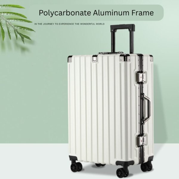 Polycarbonate Trolly Set White colors with decorative background