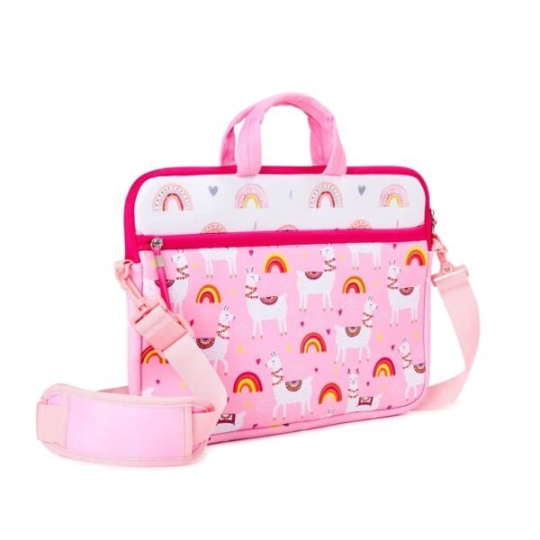 Neoprene Rubber Printed Laptop Bag with Handle & Adjustable Strap | Zip Closer | 2 Compartment | Waterproof | 39*40 Cm | OPP Packing - Image 4