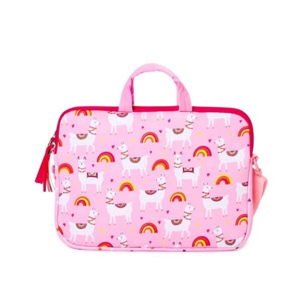 Neoprene Rubber Printed Laptop Bag with Handle & Adjustable Strap | Zip Closer | 2 Compartment | Waterproof | 39*40 Cm | OPP Packing - Image 2