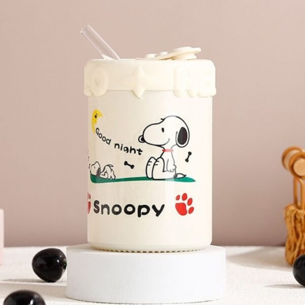 Cute Cartoon Printed Glass Sipper with Straw for Kids | Portable & Leakproof | 500 ML | Borosilicate Glass | Assorted Prints | Box Packing - Image 3