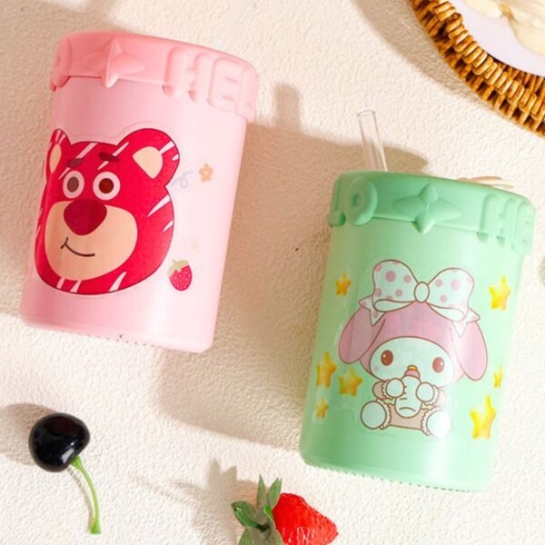 Cute Cartoon Printed Glass Sipper with Straw for Kids | Portable & Leakproof | 500 ML | Borosilicate Glass | Assorted Prints | Box Packing - Image 4