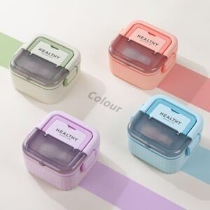 Stainless Steel Insulated Lunch Box with Handle & Detachable Spoon | Portable & Leakproof | 650 ML | Assorted Colors | Box Packing