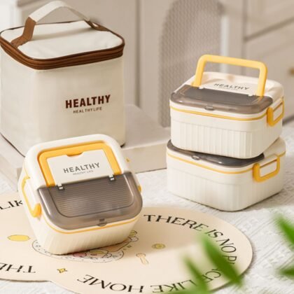 Stainless Steel Insulated Lunch Box with Handle & Detachable Spoon | Portable & Leakproof | 650 ML | Assorted Colors | Box Packing