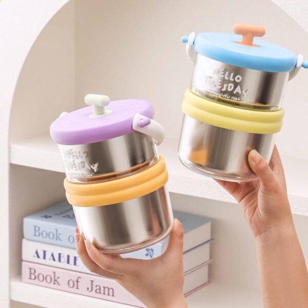 Stainless Steel Lunch Box with Foldable Spoon | Two Layer | Double wall Insulation | Portable & Leakproof | 1280 ML | Assorted Colors | Box Packing - Image 5