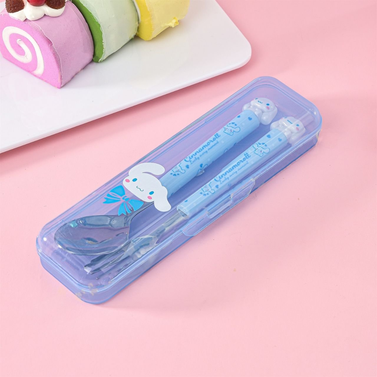 Stainless Steel Kawaii Spoon & Fork Set for Kids | Cutlery Set | 2pcs Set | Assorted Colors & Prints | Plastic Box Packing - Image 8
