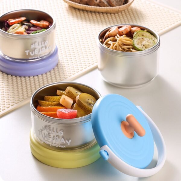 Stainless Steel Lunch Box with Foldable Spoon | Two Layer | Double wall Insulation | Portable & Leakproof | 1280 ML | Assorted Colors | Box Packing - Image 4
