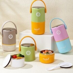 Stainless Steel Two layer lunch box different colors with decorative background