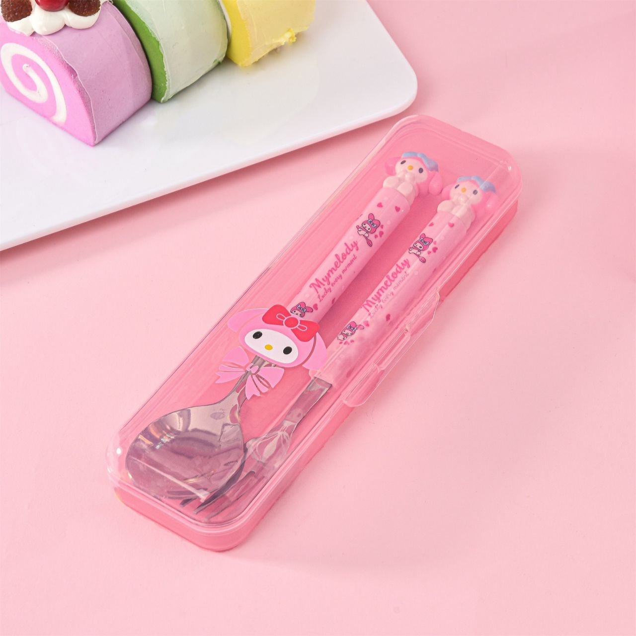 Stainless Steel Kawaii Spoon & Fork Set for Kids | Cutlery Set | 2pcs Set | Assorted Colors & Prints | Plastic Box Packing - Image 5
