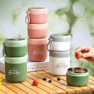Stainless Steel Lunch Box with Foldable Spoon | Double wall Insulation | Round Shape Portable & Leakproof | 820 ML