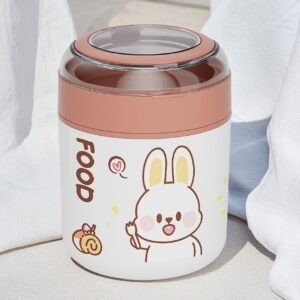 Stainless Steel Breakfast Bowl holding on hand Pink & white color with decorative background