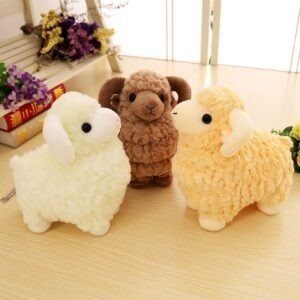 Cute Curly Sheep Plush Toy for Kids | Imported Skin | Washable & Huggable | Soft Toy | 35 Cm | Assorted Colors | OPP Packing