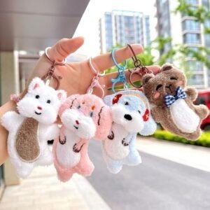 Cute Baby Dog Plush Keychain | Plush Toy | Backpack Pendent | Metal Keyring | 11 Cm | Assorted Colors | OPP Packing