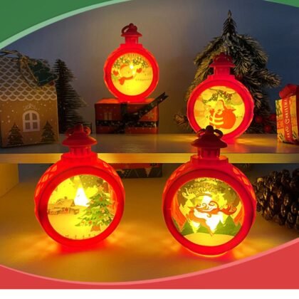 Decoration Christmas Lamp with Handle | LED Night Lamp | Round Shape | Battery Operated | Standy & Portable | 9.5*5.5*13 Cm | Assorted Colors | Box Packing