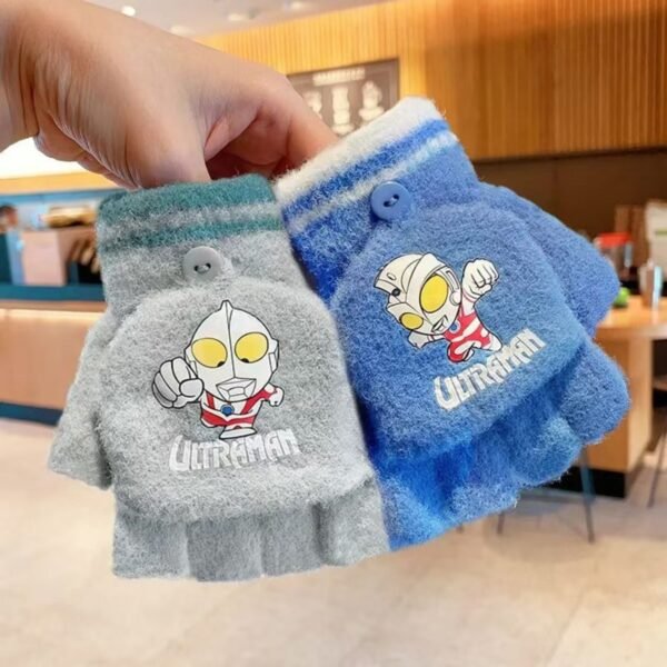 Cute Cartoon Printed Kids Winter Gloves with Mitten Flap | Half Finger Gloves | Wool | Keeps Warm | 11*8 Cm | Assorted colors | OPP Packing - Image 4