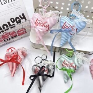 Cute Heart Shape Kawaii Plush Keychain | Backpack Pendent | Plushies | Metal Keyring | 10 Cm | Assorted Colors & Design | OPP Packing