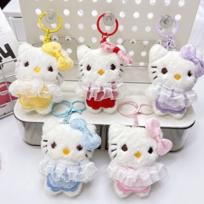 Cute Kitty Plush Keychain | Backpack Pendent | Metal Keyring | Plushies | Washable | 10 Cm | Assorted Colors | OPP Packing