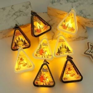 Cute Decoration Christmas Lamp with Handle | LED Night Lamp | Rectangle Shape | 11.5*5.2*8.9 Cm | Assorted Colors & Prints | OPP Packing