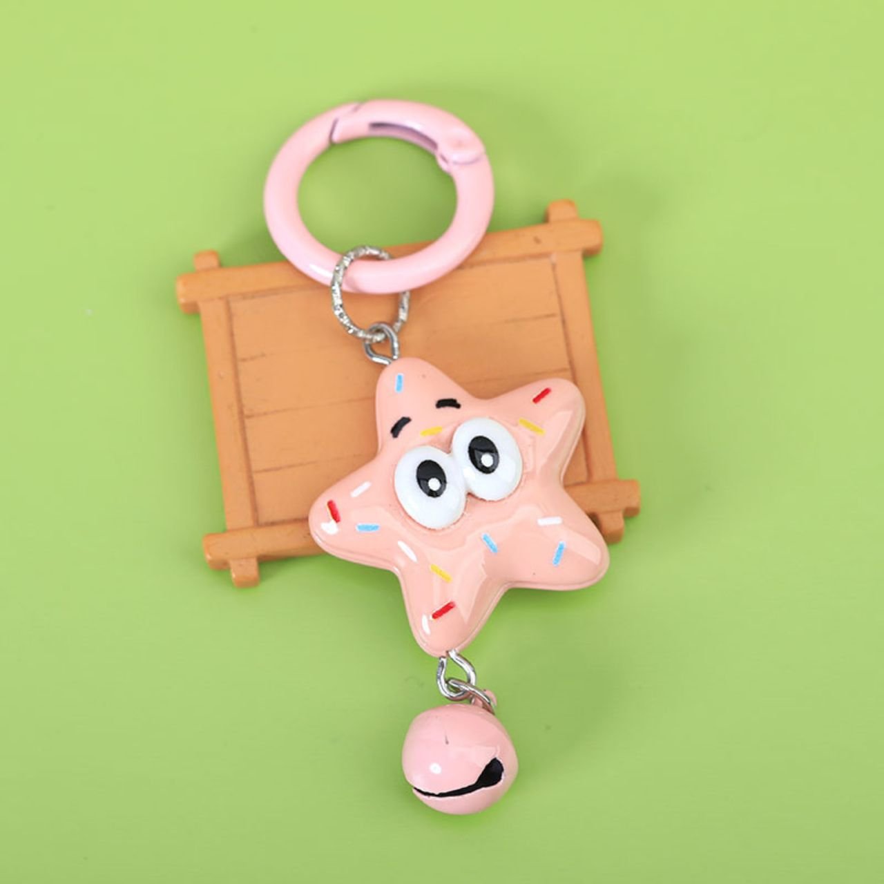 Cute Cartoon Shape Acrylic Keychain with Bell | Pendent & Charm | 6 Cm | Assorted Colors & Design | OPP Packing - Image 3