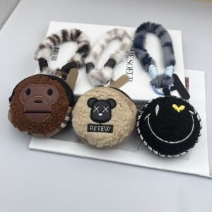 Cute Plush Phone Charm & Keychain with Mini Coin Pouch | Zip Closure | 15 Cm | Backpack Pendent | Assorted Colors | OPP Packing