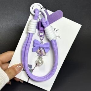Fashionable Mobile Phone Charm Strap With Bow | Backpack Pendent | 15 Cm | Assorted Colors | Hanging Card Display Packing