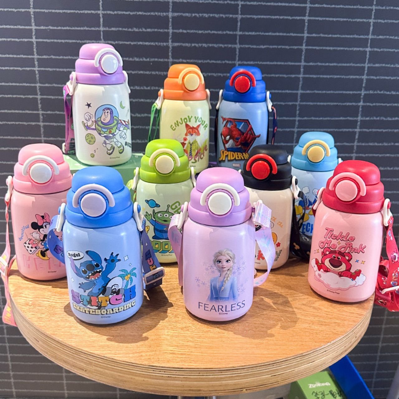 Stainless Steel Disney Theme Kids Sipper with Straw & Strap | Double Wall Insulation | Portable & Leakproof | 800 ML | Assorted Colors & Prints | Box Packing