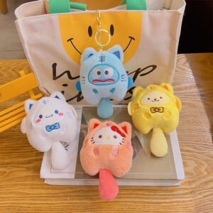 Assorted colors cute sanrio kuromi plush toy keyring cum bag charm