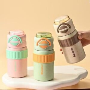 Stainless Steel Insulated Sipper for Kids with Silicone Sleeves | Double wall Insulated | Dual Sipper | Portable & Leakproof | 500 ML | Assorted Colors | Box Packing