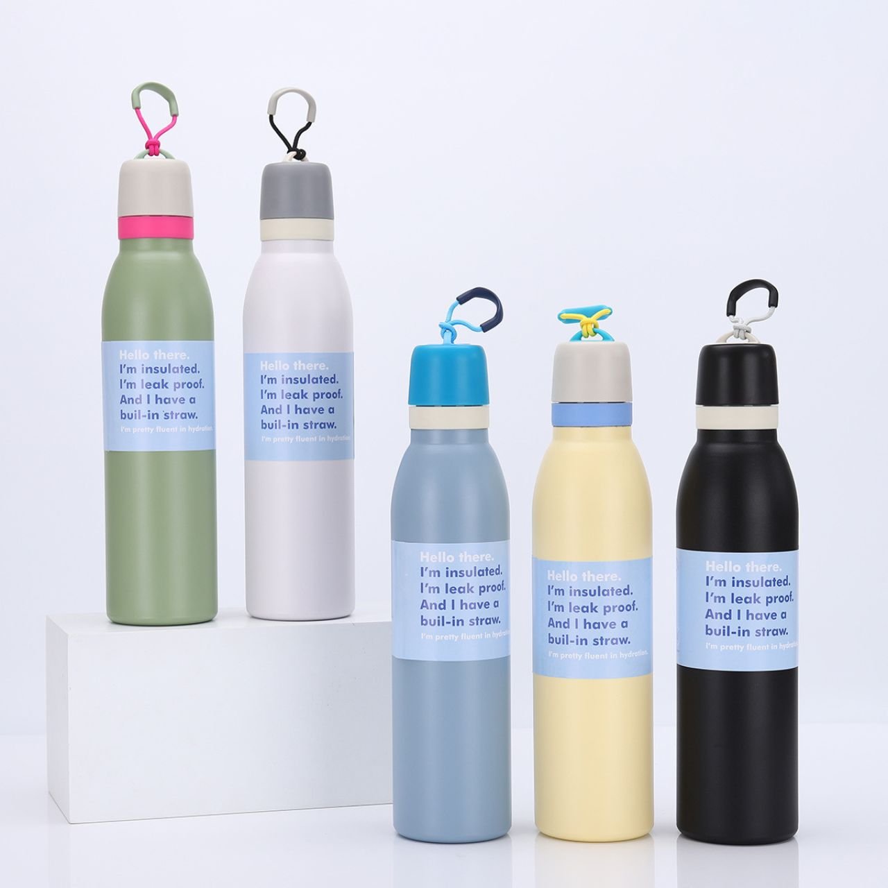 Stainless Steel Double Wall Sport Bottle with Carry Strap | High Insulation | Portable & Leakproof | 700 ML | Assorted Colors | Box Packing