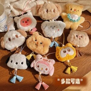 Korean style kids unisex plushies assorted colors and designs on decorative background