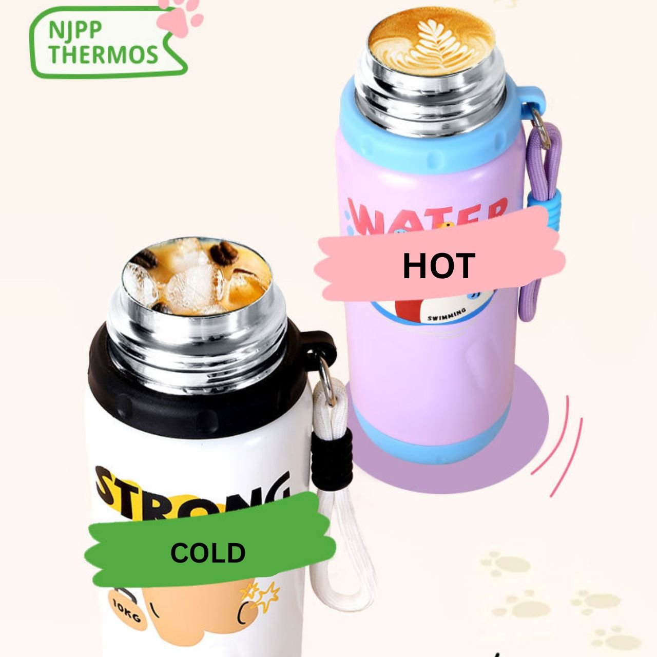 Stainless Steel Kids Sipper with Carry Band | Double wall Insulation | Portable & Leakproof | Printed | 600 ML | Assorted Colors | Box Packing - Image 8