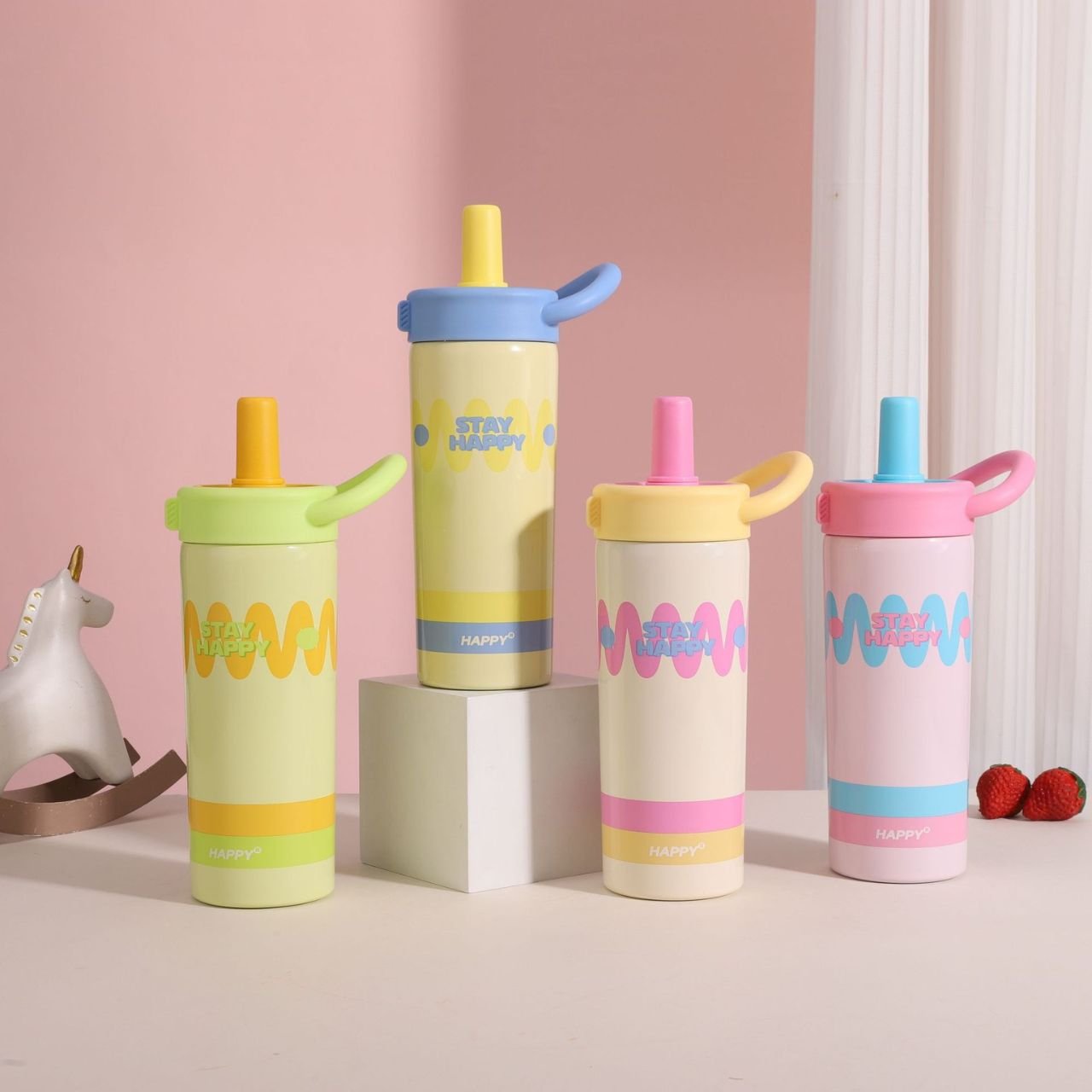 Stainless Steel Insulated Tumbler with Straw & Handle | Leakproof & Portable | 600 ML | Assorted Colors | Box Packing