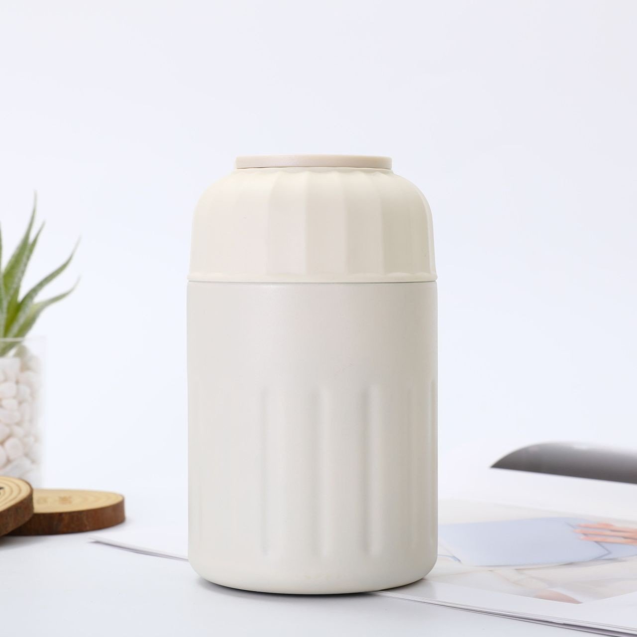 Stainless Steel Double Wall Food Bowl with Folding Spoon | Portable & Leakproof | Round Shape | 600 ML | Assorted Colors | Box Packing - Image 2