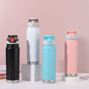 Stainless Steel Sport Insulated Bottle with Sipper Cap | Portable & Leakproof | Carry Band | 800 ML | Assorted Colors | Box Packing