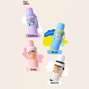 Stainless Steel Kids Sipper with Carry Band | Double wall Insulation | Portable & Leakproof | Printed | 600 ML | Assorted Colors | Box Packing