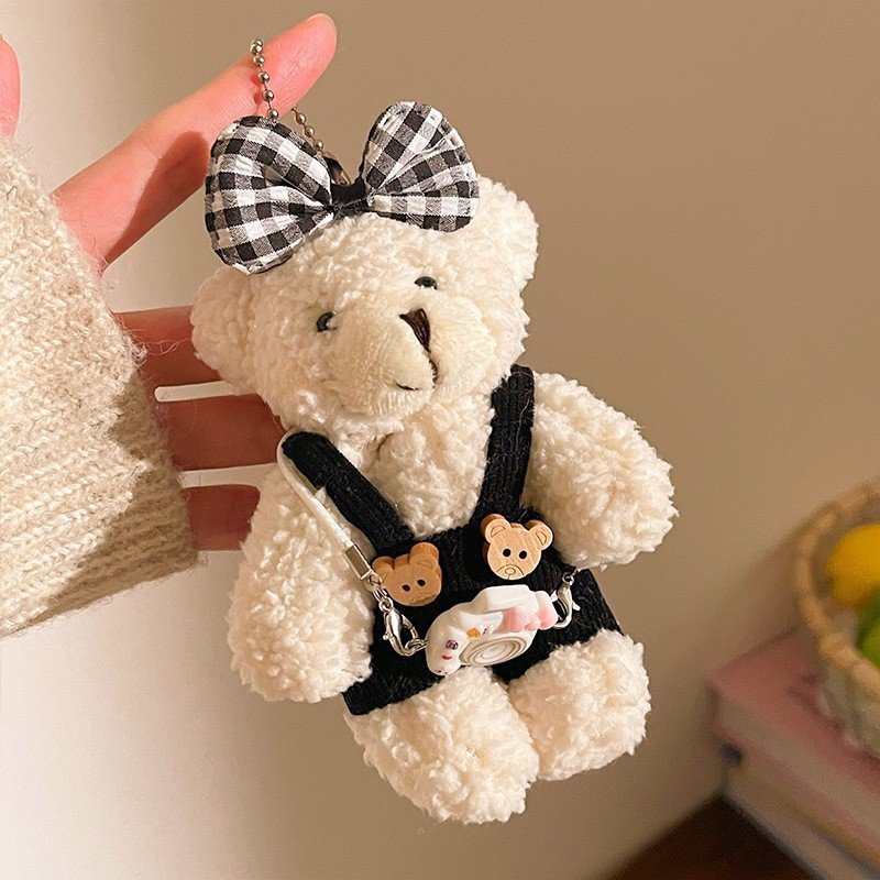 Trendy Cute Cartoon Teddy Bear Plush Toy Keyring cum Bag Charm with Lanyard | 10 CM | Plushies | Loose Packing - Image 2