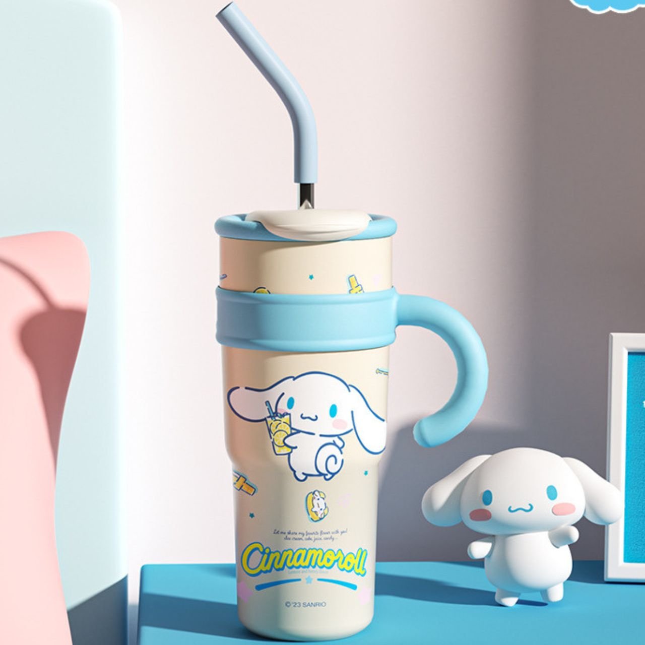 Stainless Steel Kawaii Tumbler with Straw & Handle | Double wall Insulation | Portable & Leakproof | 1200 ML | Assorted Colors | Box Packing - Image 4