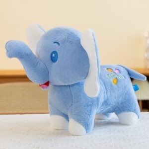 Cute Elephant Plush Toy with Big Trunk for Kids | Washable & Huggable | Imported Skin | Soft Toy | 35 Cm | Assorted Colors | OPP Packing