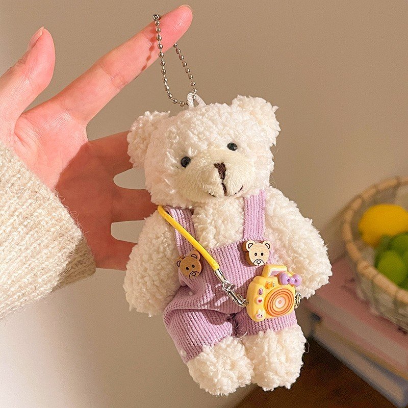 Trendy Cute Cartoon Teddy Bear Plush Toy Keyring cum Bag Charm with Lanyard | 10 CM | Plushies | Loose Packing - Image 6
