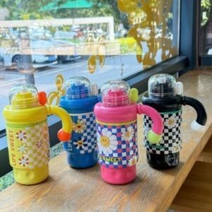 Stainless Steel Printed Tumbler with Straw | Double wall Insulation | Portable & Leakproof | 750 ML | Assorted Colors | Box Packing