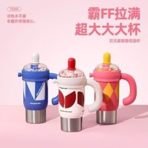 Stainless Steel Insulated Tumbler with Straw & Handle | Double wall Insulation | Portable & Leakproof | 750 ML | Assorted Colors | Box Packing