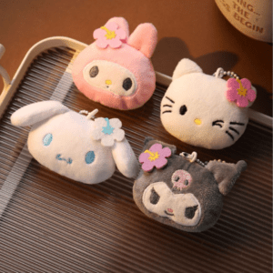 Cute adorable Sanrio Family Plush Toy keyring placed on a table