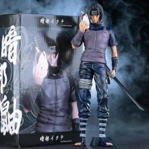 Naruto Shippuden Standing Itachi Anbu Action Figure with Sword | PVC Anime Collectible | Round Base | Decorative Item | 23 Cm | Box Packing